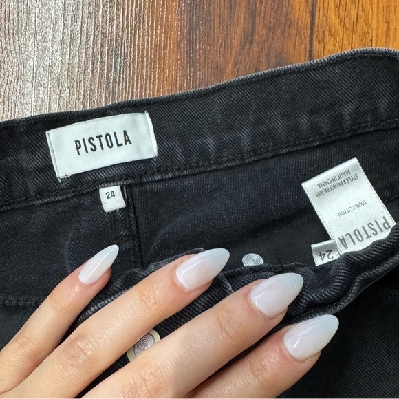 Pistola Black High Rise Distressed Jean Shorts Size 24 - Picture 4 of 7